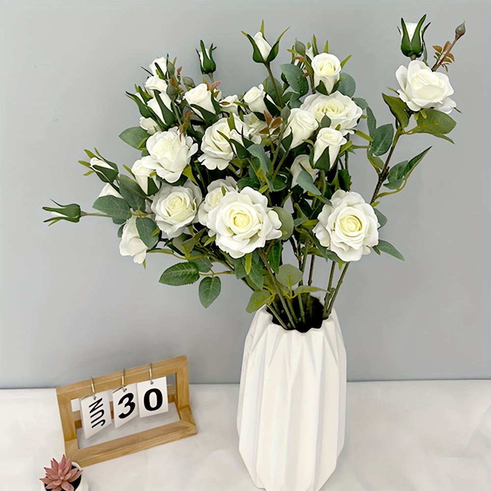 Lot De 12 Roses Artificielles, Roses Simulées, Fleurs à Longue Tige