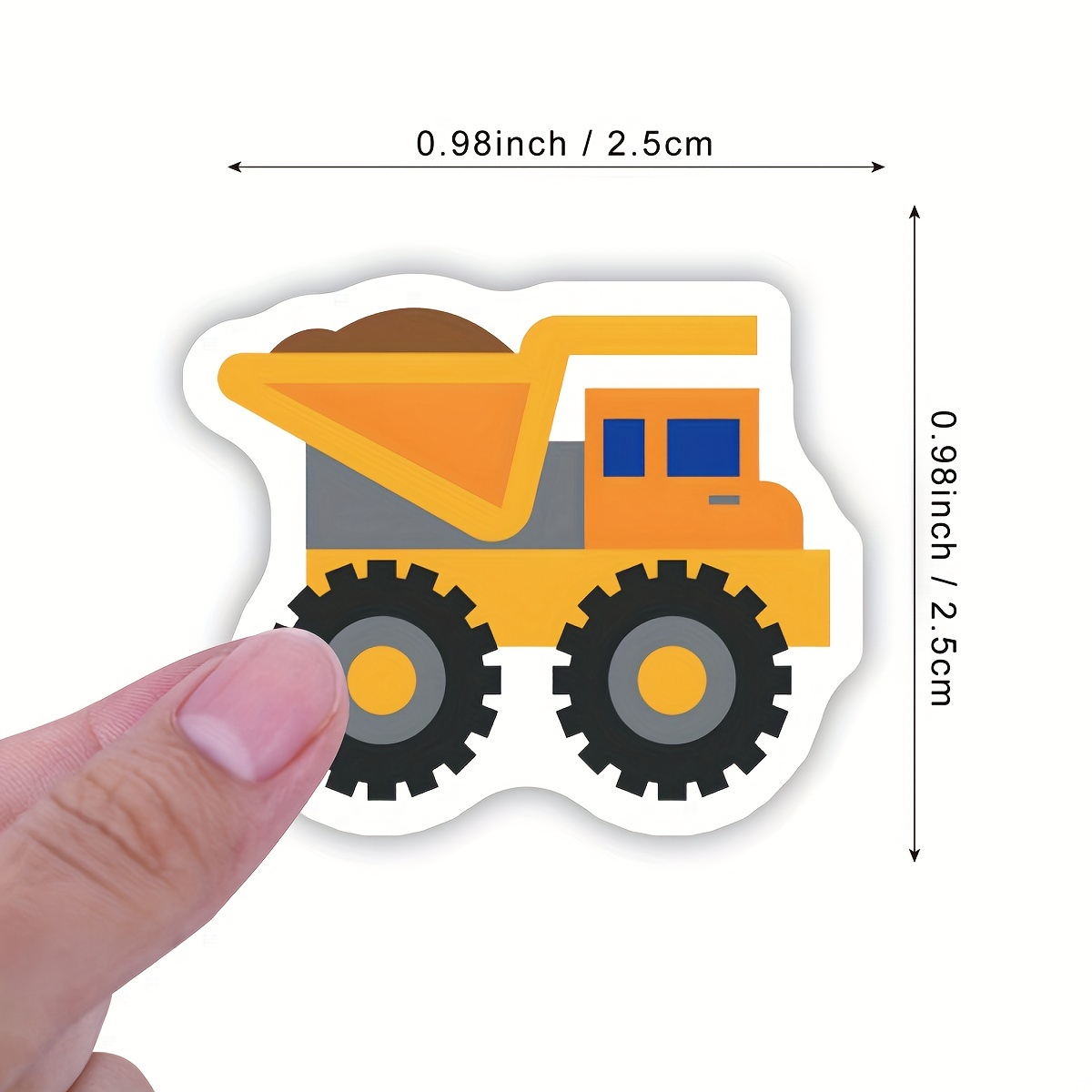 500pcs Cartoon Engineering Vehicle Vinyl Stickers Roll - Reusable, Self-Adhesive, Glossy Finish Stickers for Scrapbooking, Journaling, Laptop, Bumper, Skateboard, Water Bottles, Phone - Mixed Color, Crystal Embellishment, Irregular Shape