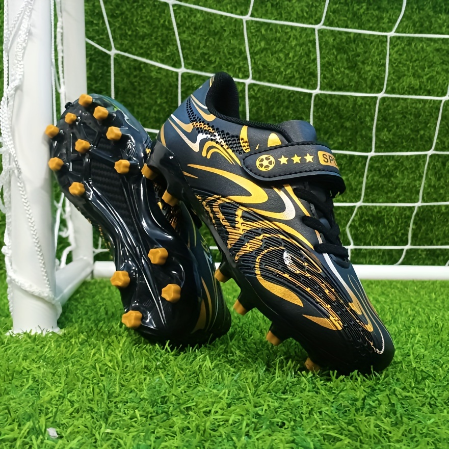 

Boy's Non Slip Football Cleat With Spikes, Hook & Loop Fastener Professional Comfy Outdoor Breathable Soccer Cleats & Shoes For Training Competition