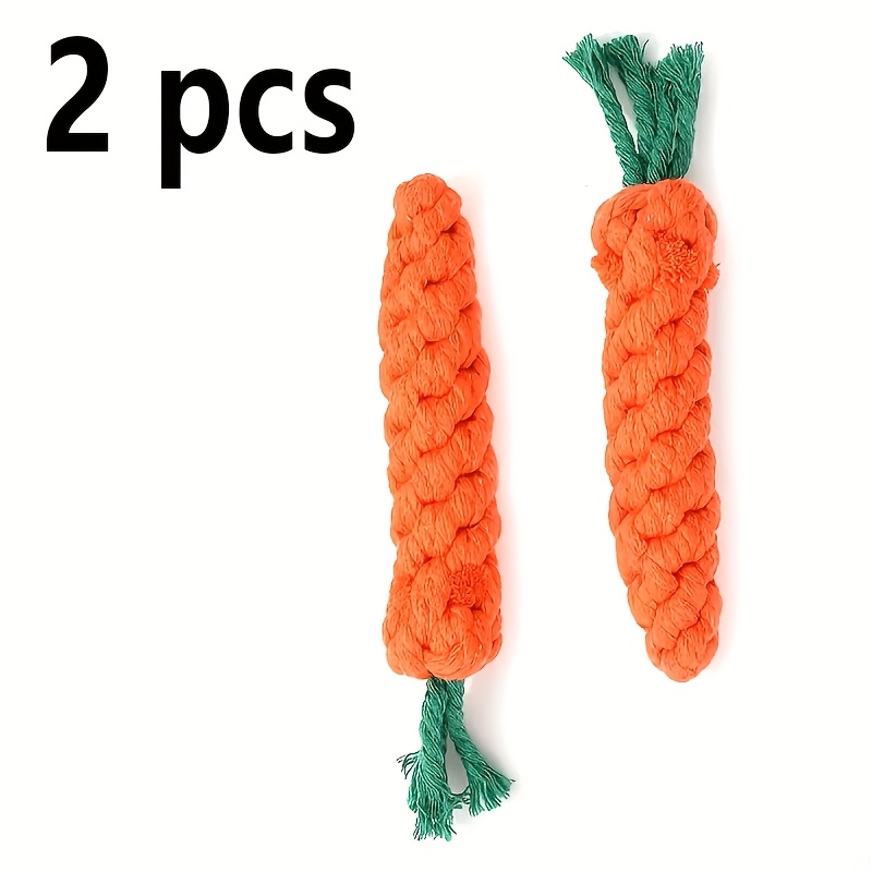 TEMU 2pcs Carrot-shaped Dog Bite Toys With Knots - Fun, Interactive Teething Play For Medium-sized Dogs