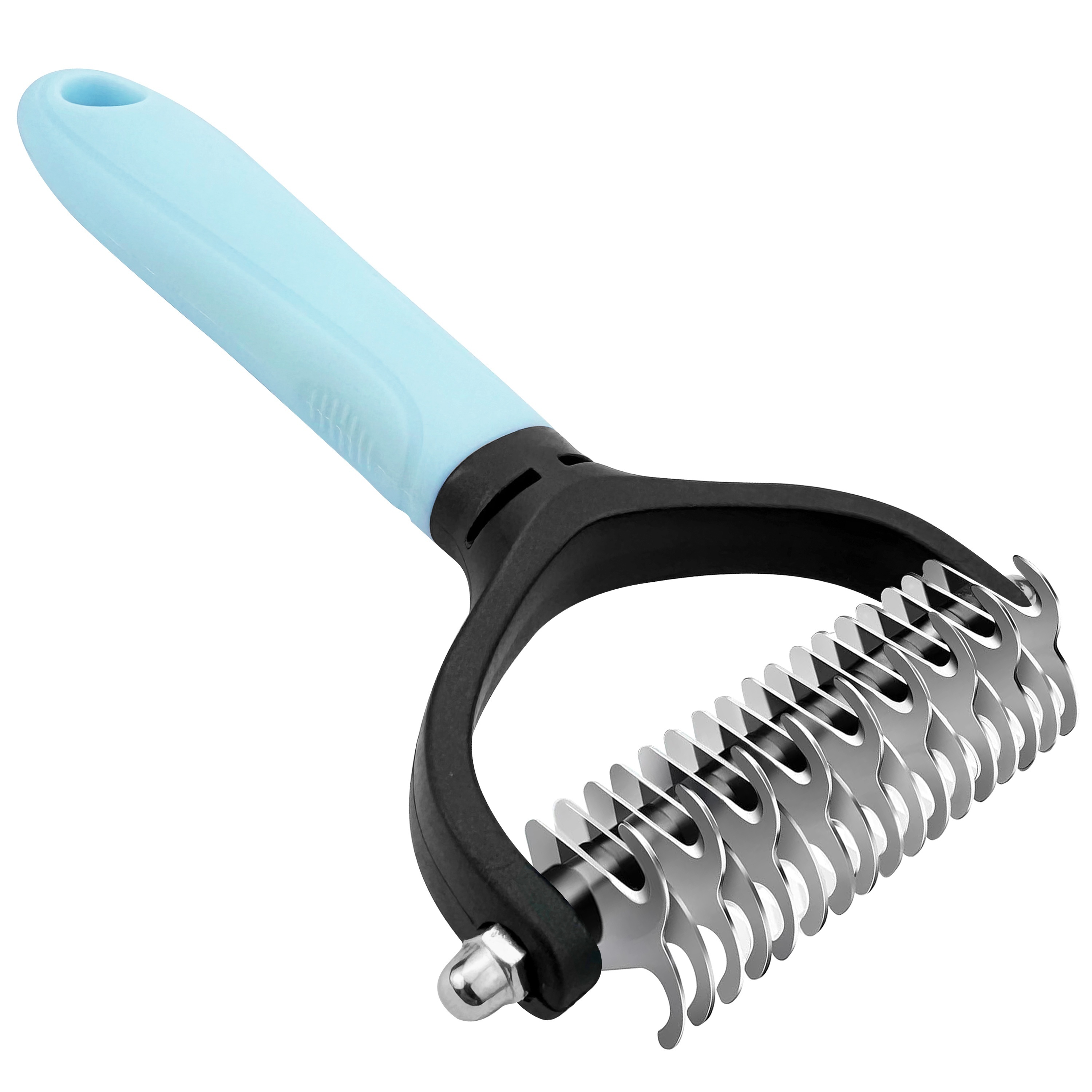 TEMU 1pc Pet Grooming Tool, Stainless Steel Dematting Comb, Detangling Rake With Non-slip Handle, Gentle Deshedding Brush For Dogs And Cats, Effective For Long And Thick Coats