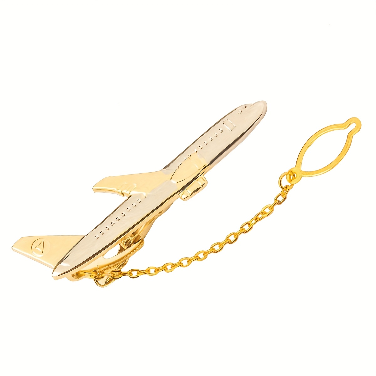 TEMU Premium Mode-Accessoire für Herren, Krawatten-Clip mit Segelflugzeug- Musikinstrument-Design, kreativer zweifarbiger Krawatten-Clip