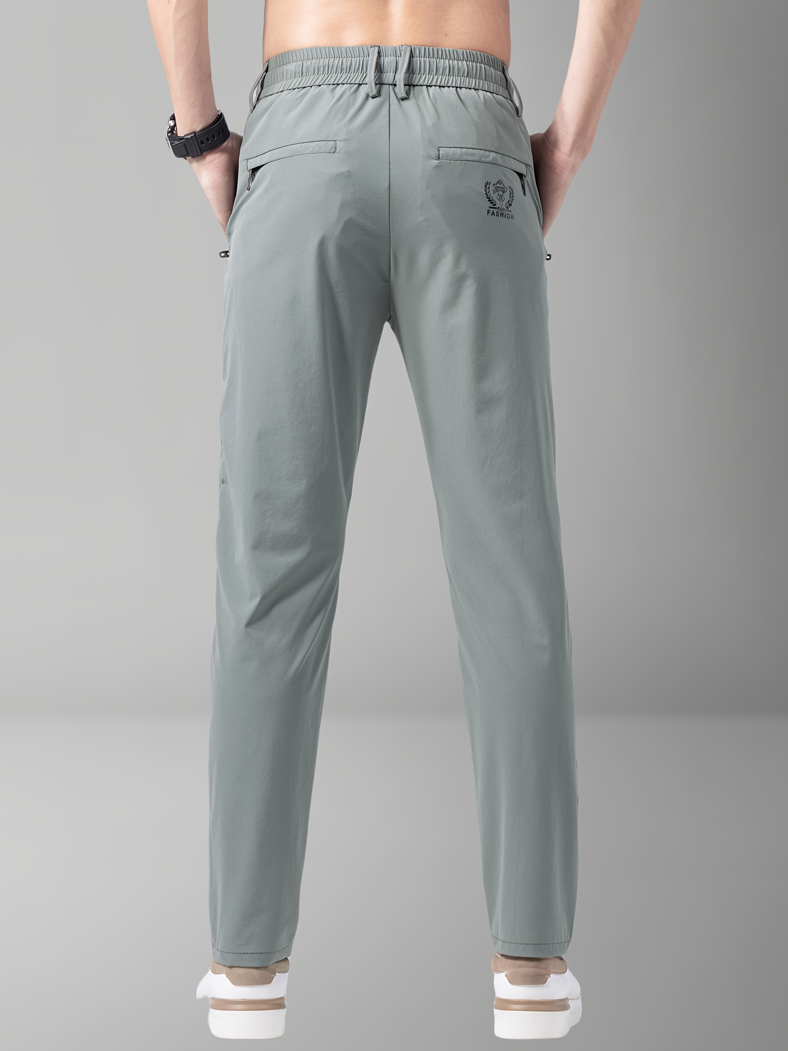 mens summer sports pants gray drawstring waist zippered pockets casual outdoor athletic wear for tennis golf casual athletic wear casual sportswear polyamide fabric details 8