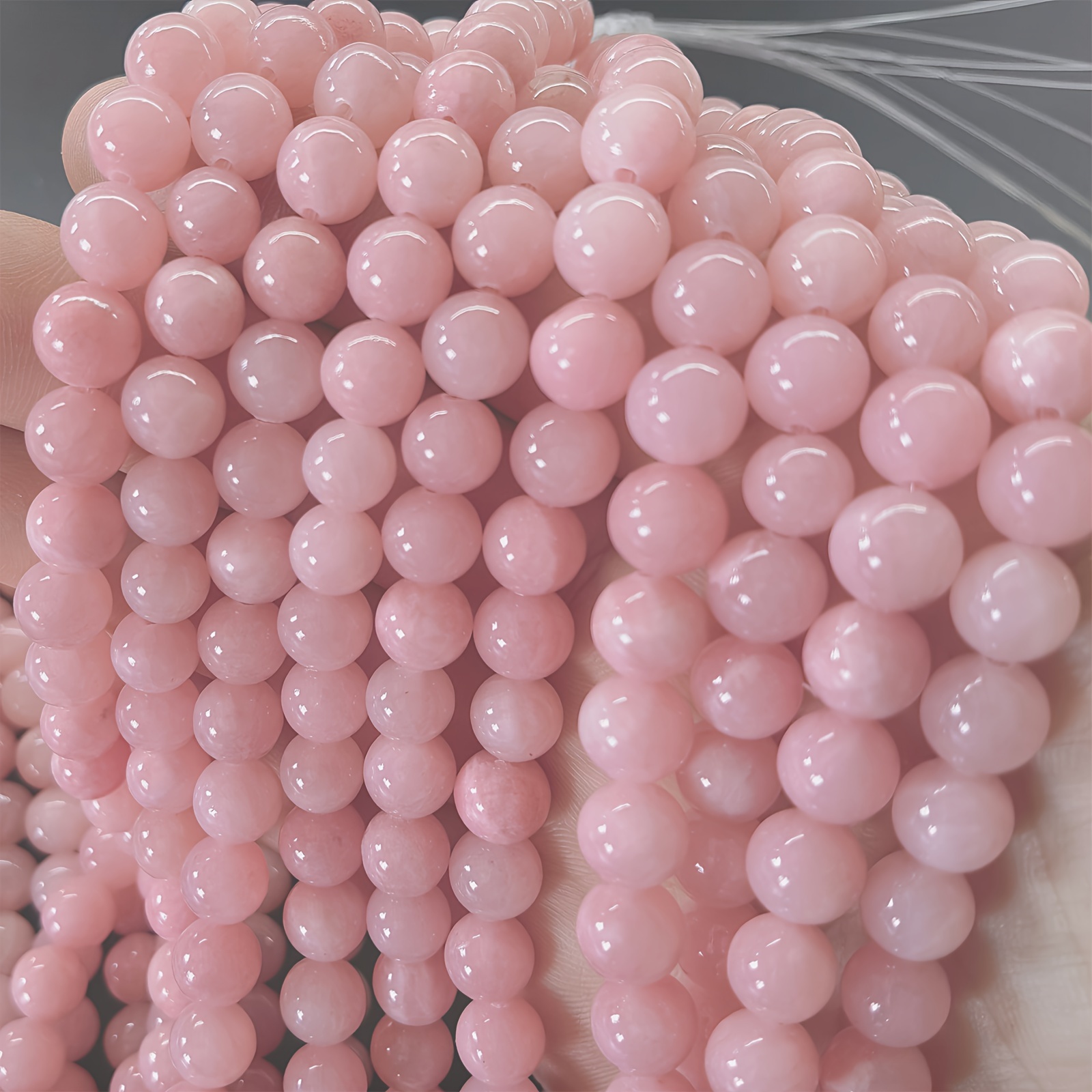 

Natural Rose Quartz Gemstone Beads For Diy Jewelry Making, Round Polished Loose Stone Beads For Bracelet Necklace Crafts - Strand Pack