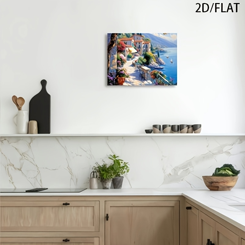 TEMU 2d/flat Mediterranean Canvas Art - Wood-framed Wall Decor, Suitable For Living Room, Bedroom, Kitchen, And Office - The Perfect Christmas Gift,