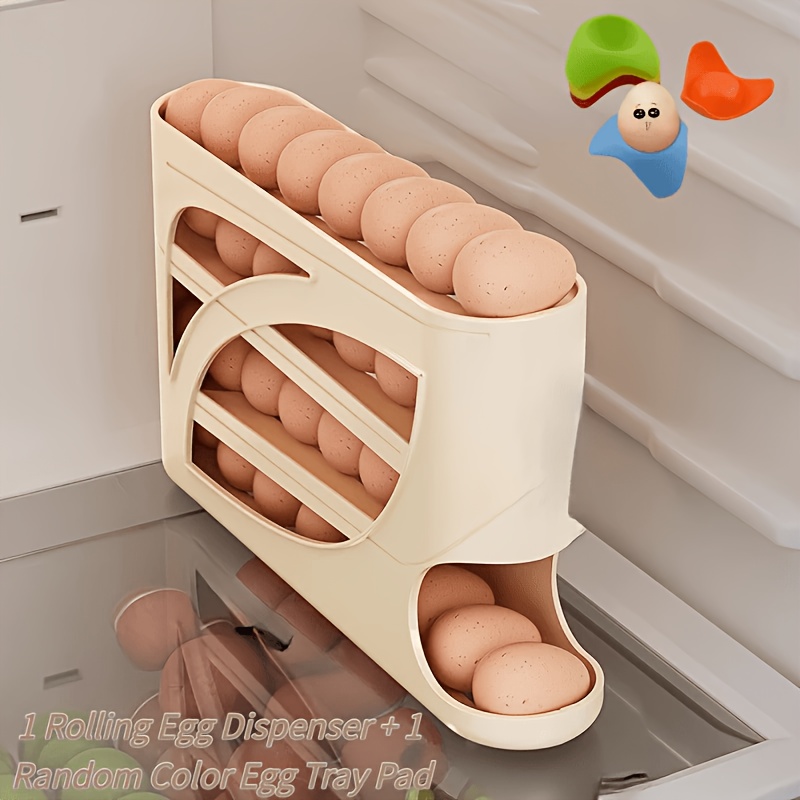 TEMU Nouveau 2026 2pcs (1 support à œufs et 1 support à œufs de couleur aléatoire) Support à œufs roulant automatique à 4 niveaux, compatible avec la