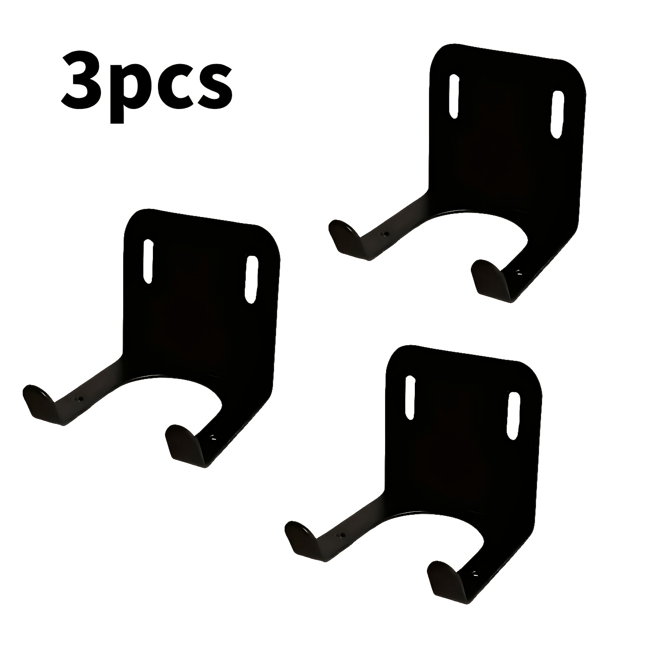 TEMU 3/4/6pcs Black Metal Wall-mounted Tool Hooks, 6cm Multi-functional Storage Hanger, Kitchen And Bathroom Tool Organizer Rack