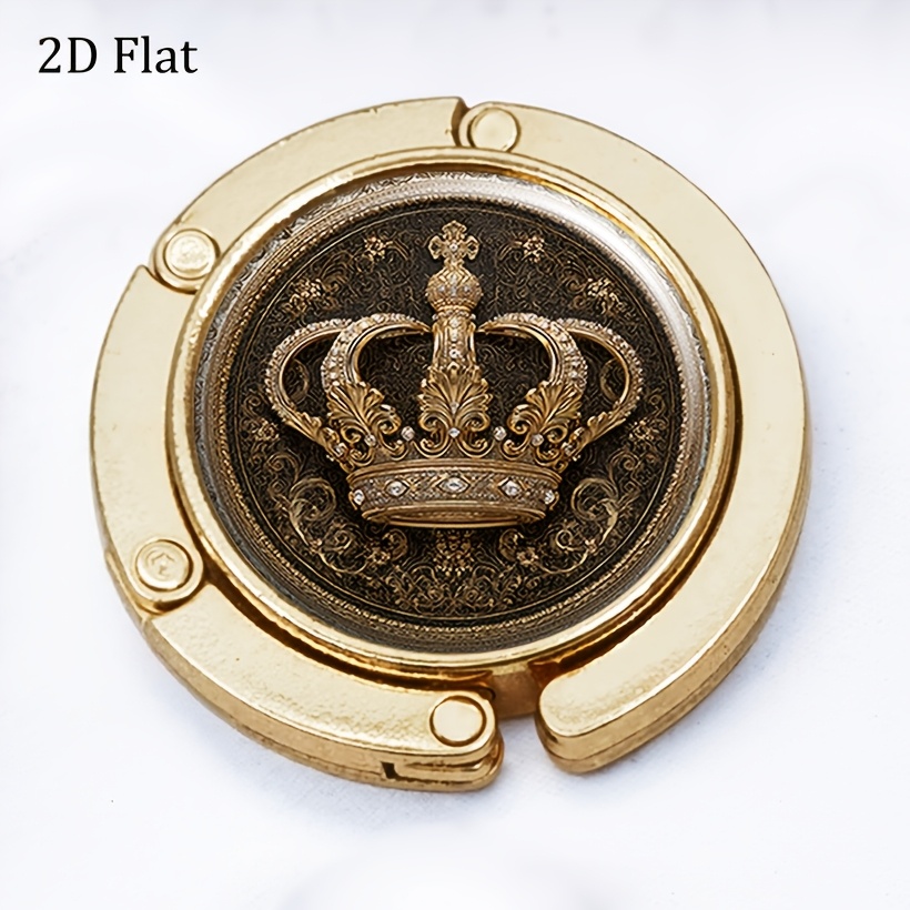 TEMU 2d Flat Crown Emblem Purse Hanger Hook, Foldable Portable Tabletop Handbag Hanger For Women, Desktop Bag Hook Holder, Desktop Purse Hanger For