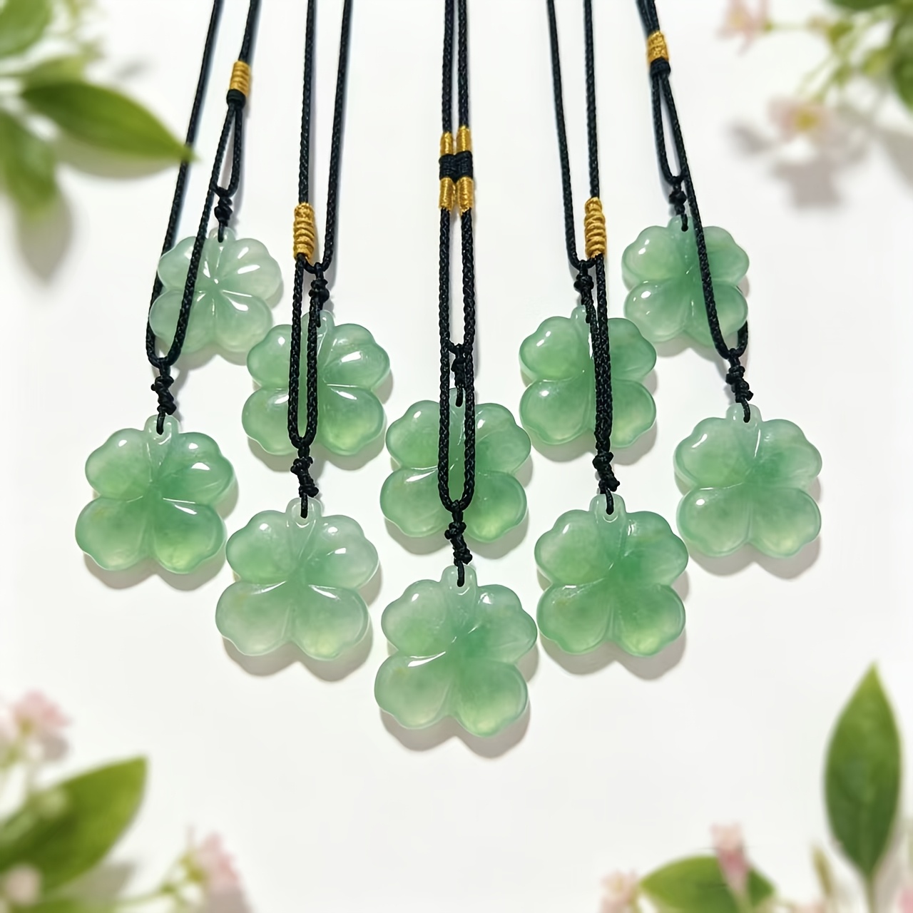 Natural Crystal Fluorite Four-Leaf Clover Necklace, Gift for Her