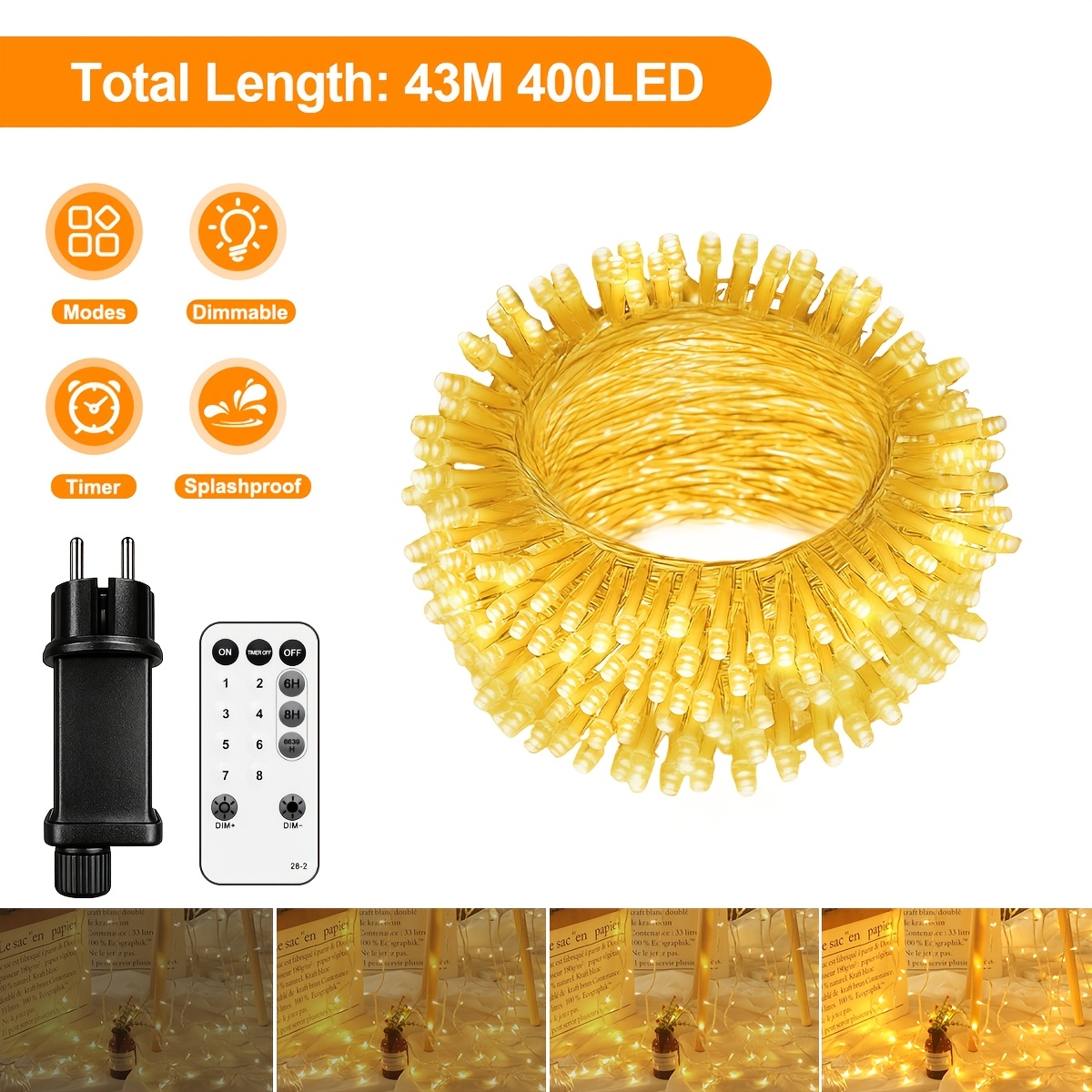 Image of 100/200/400/600/800/1000leds Led Fairy Lights, Ip44 Plug-in Fairy Lights With Remote Control, Indoor And Outdoor Use For Bedroom, Patio, Garden, Christmas Tree, Wedding Decoration