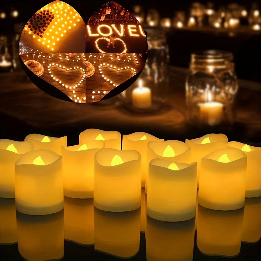 48pcs White Battery Powered LED Tea Light Candles for Halloween & Christmas