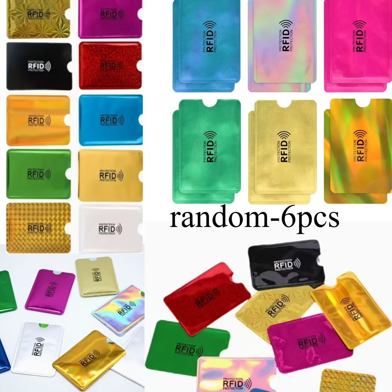 6pcs Random Color Rfid Blocking Card Holders, Anti-theft Credit Card Protector Sleeve