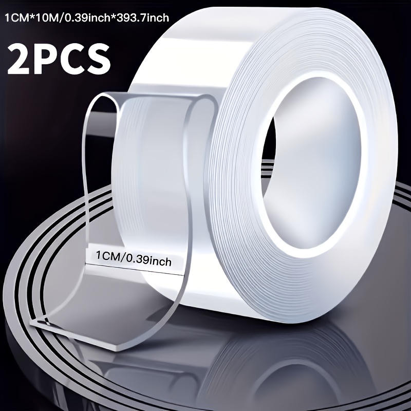 E-shop 2 Rollen à 20m/787,4 Zoll Superstarkes Nano-Doppelseitiges Klebeband, Extra Dick Transparent, Rückstandsfrei, Hohe Haftkraft, Starke Bindung für