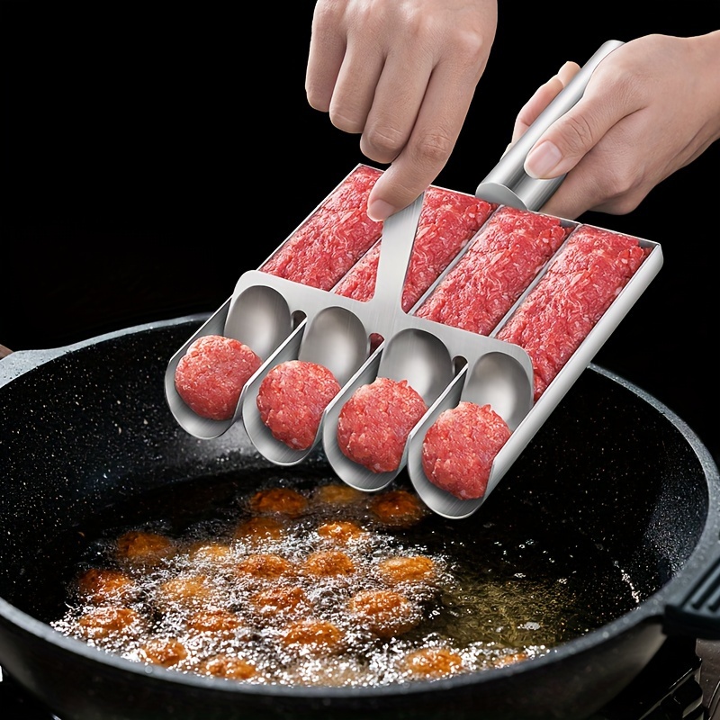 

Stainless Steel Meatball Maker, 4-in-1 Meatball Mold Tool, Food Contact Safe, Quick And Easy Meatball Shaping Kitchen Gadget, Set Of 1.