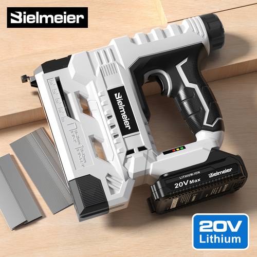20v 4v cordless 2 in 1 nail gun no compressor no cord lightweight design for carpentry and upholstery with led work light safety striker guard adjustable battery charger 1600 nails and