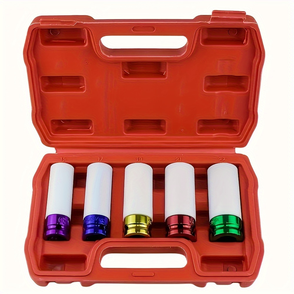TEMU """5pcs 1/2"""" Socket Set - Protect Your Tires And Wheels With Deep Impact Sockets"""