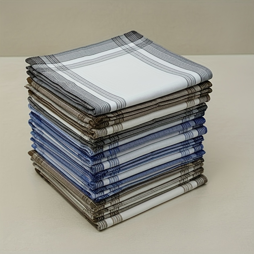 TEMU 12-pack Simple Handkerchiefs, Sweat-absorbing Square Scarves For Weddings And Parties