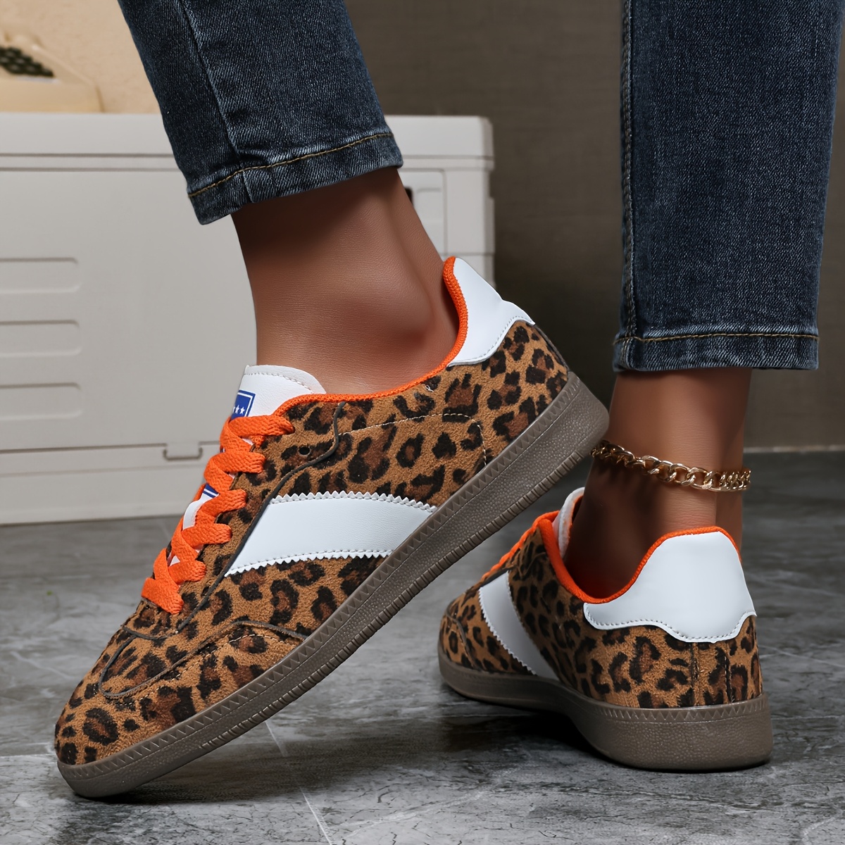Leopard-Print-Sneaker für Damen lässige Canvas-High-Top-Sneaker mit  Schnürung, bequemer Gummisohle, modische *-Sneaker, lässige Schuhe