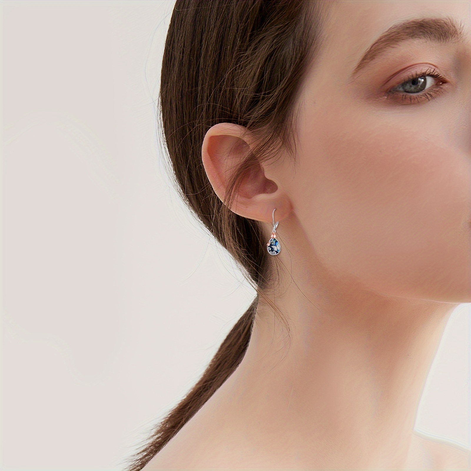   leverback earrings 925 sterling silvery rose flower   dangle teardrop earrings jewelry birthday gifts for women Product details 5
