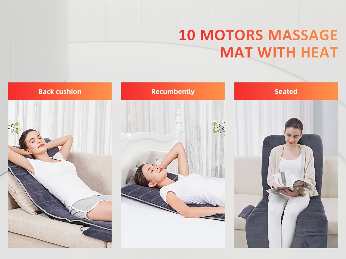   full body massage pad with heating function chair pad with 10 vibration motors and 2 heating pads with auto shut off electric heating massage pad Product details 2