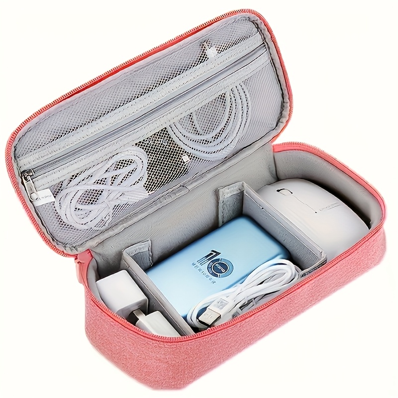 

1pc Portable Electronic Organizer, Fabric Travel Case For Cables, Mouse, Power Bank - Multi-functional & Lightweight Digital Accessory Storage Bag