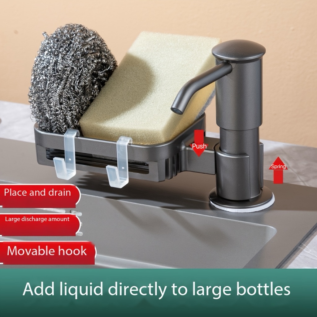 

Universal Kitchen Soap Dispenser With Sponge Holder And Large Drainage Capacity