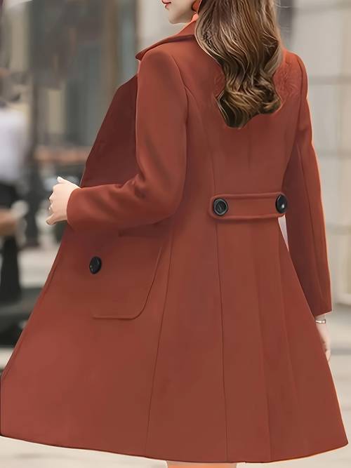 elegant beige trench coat for women chic double breasted lapel collar long sleeve midi jacket with pockets fall