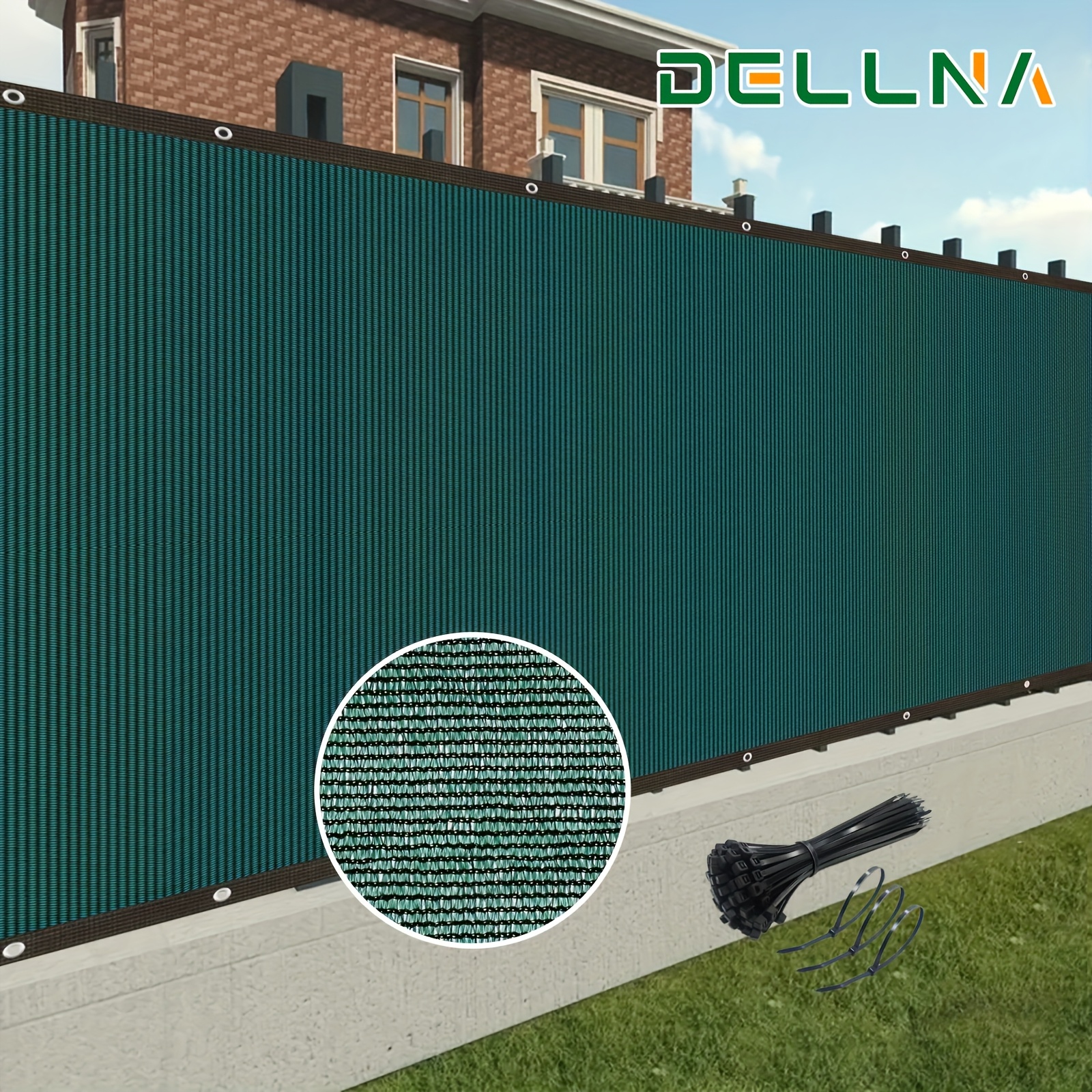 

1pc DELLNA Clôture d'écran de confidentialité, 6ft x 50ft Écran de protection de privée de jardin , Filet d'ombrage en plastique pour mur, cour, arrière avec des de câble de , Cadeau de Noël et du An