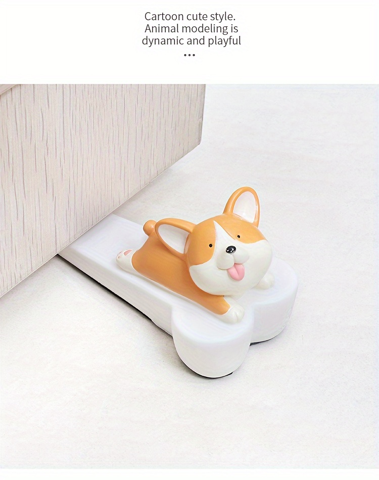 1pc Cartoon Animal PVC Door Stop, Lead-Free Cute Doorstopper for Protection, Anti-Collision Mute Design for Home Office Use - Assorted Characters (White Rabbit, Yellow Duck, Grey Cat, Dark Brown Bear), Suitable for Ages 14+ details 6