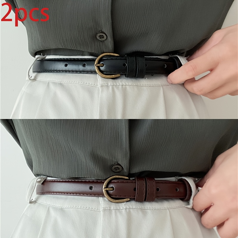2pcs womens easy matching belts vintage black coffee colored 