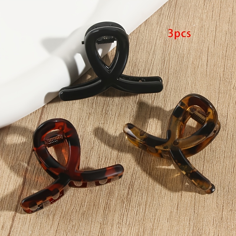 E-shop 3er-Set Temperament Elegante Leopard-Print Cross Haarspange für Frauen, Kopfhaar, tägliche Haar- und Haarklammern, halbgebundene Haar-Top-Clip,
