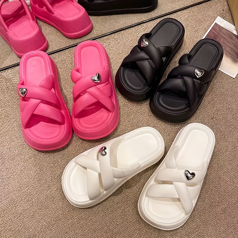 Women's Pointed Toe Slide Sandals 3d Triangle Decor Open Toe