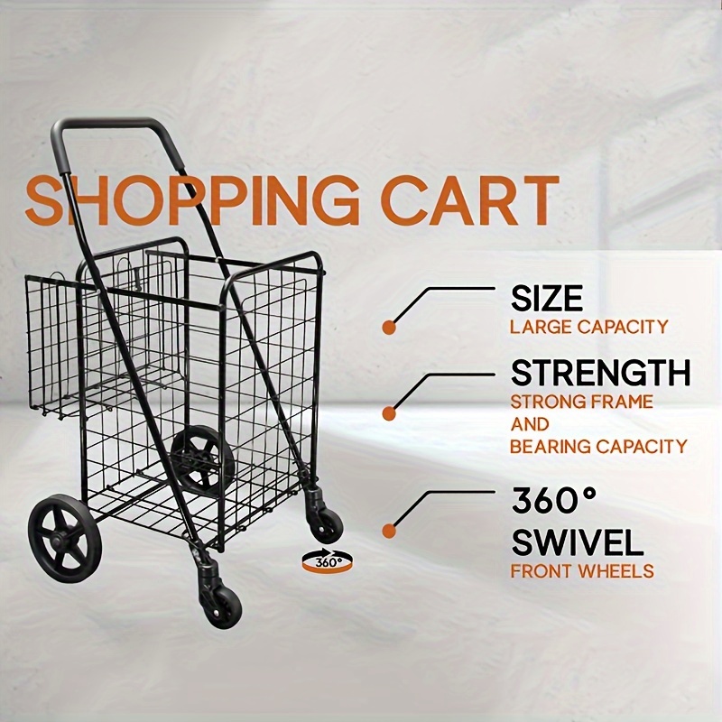 1pc heavy duty metal pp folding shopping cart 100lbs Temu United