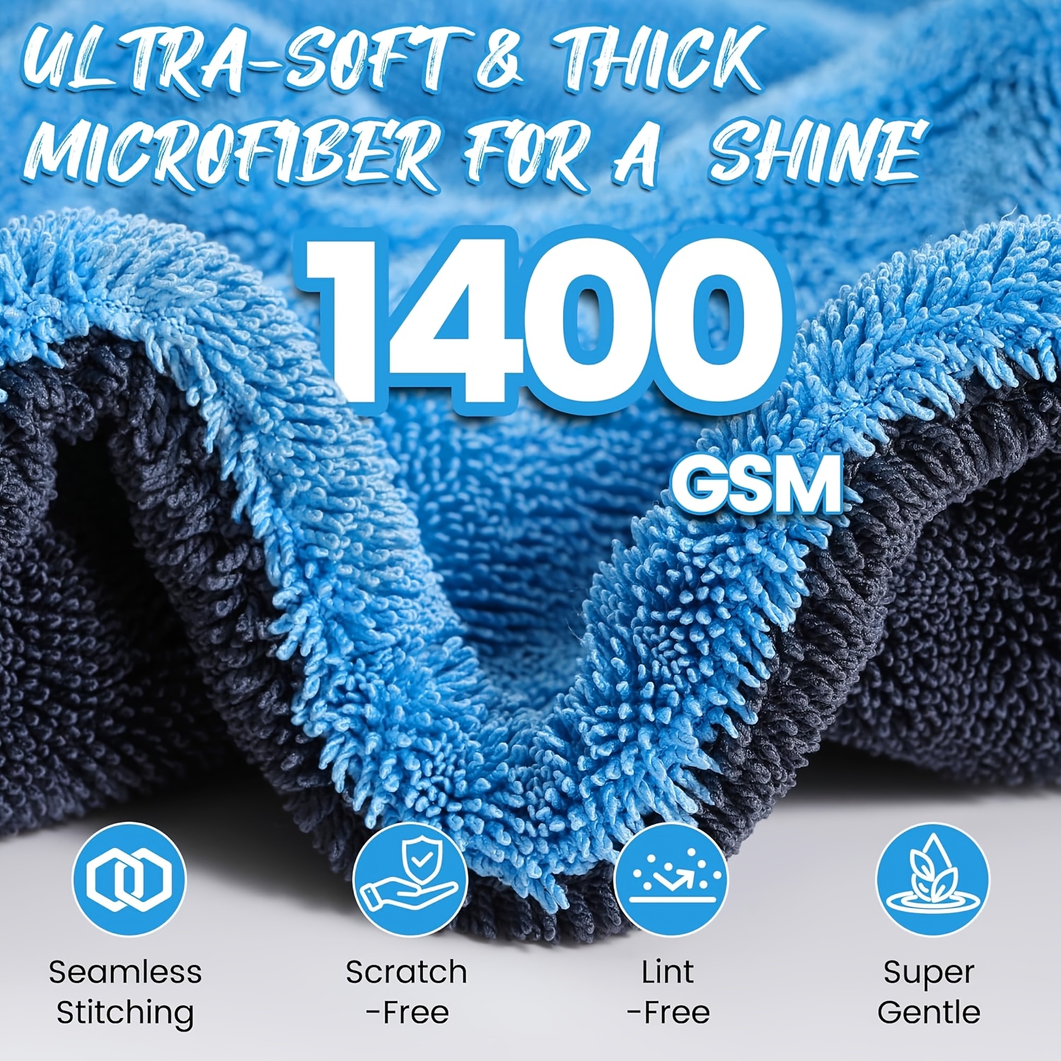 E-shop Extra großes 1400GSM Mikrofaser-Autotrockentuch für Autos – Super saugfähig, fusselfrei & , kantenlose Twisted-Loop-Tücher für Autoaufbereitung,