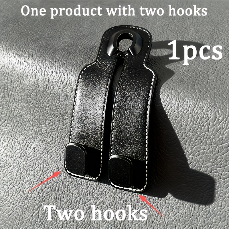TEMU Car Seat Back Hook Cover With 2pcs Hooks, Design - Made Of Faux Leather Material, Universal Car Models, Hanging Handbags And Backpacks On