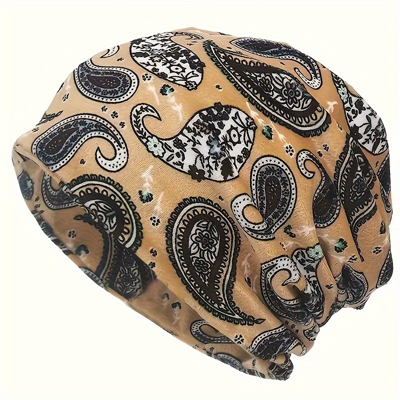 

1pc Women's Fashionable Knit Beanie Cap With Floral Print, Lightweight, Stretchy, Fits All