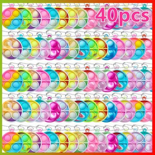 40pcs Mini Push Bubble Pop Fidget Sensory Toys Suitable for Birthdays, Classroom Prizes, Party Favors - Random Colors (,,,,) - Mini Bubble Blowers for Goodie Bags & Party Supplies