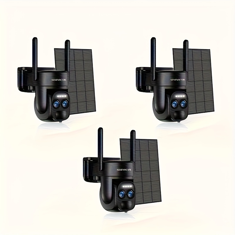 3pcs Dual-lens Security Camera Wireless Outdoor Wifi Surveillance -rotating Pan-tilt Auto-rotating Pan-tilt Night Vision Motion Detection Audio Security Camera Color Night Security Surveillance System
