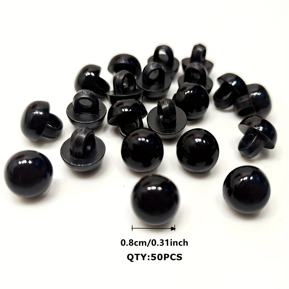 0.8cm/1.2cm/1.5cm Black Plastic 4-hole Buttons Clothing Sewing Supplies