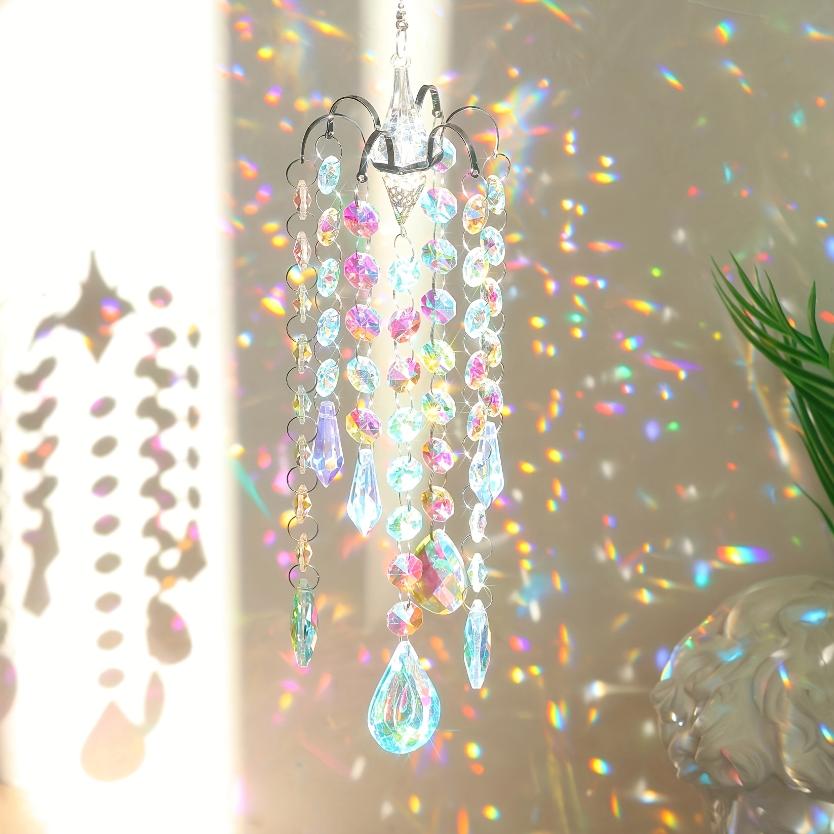 1pc Super Sparkly Chandelier Wind Chime Sun Catcher Suitable For Home Garden Window Car Hanging