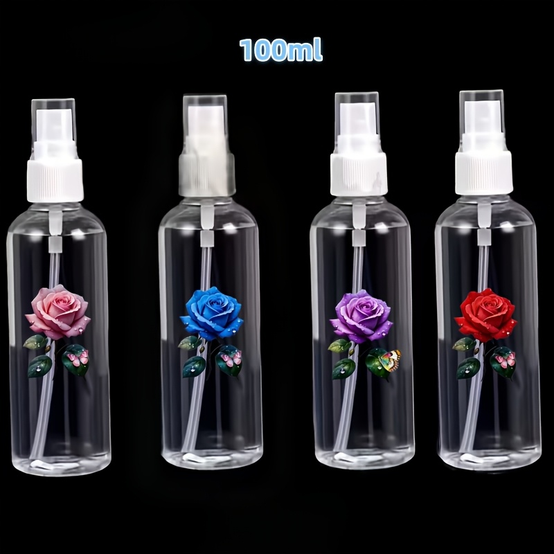 TEMU 4 spray multicolore squisiti, ricca , con motivo a rose di colori - Mini atomizzatori, dispenser di liquidi, spray da 100 ml, spray idratante,