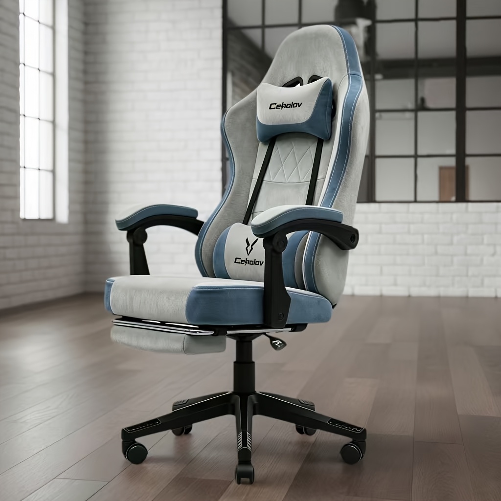 Image of Ceholov Ergonomic Gaming Chair W/ Footrest & Lumbar Support, High Back Recliner, Adjustable Armrests, Breathable Fabric, , Tilt, 136kg Load, For Office & Gaming