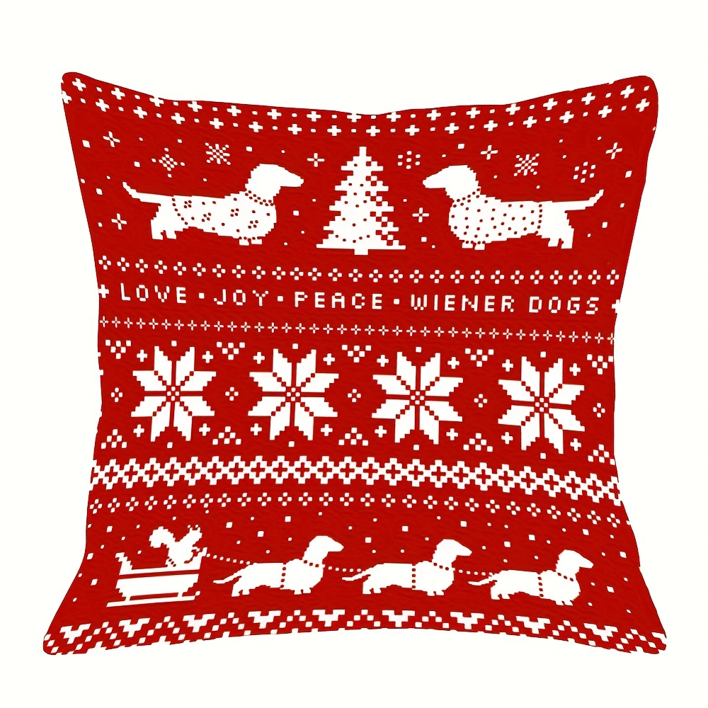 

1pc, Short Plush Single Sided Printing, 18x18 Inch, Dachshunds Christmas Sweater Pattern, For Couchsofa Cushion Cover Home Decor, Room, Bedroom Decoration, Cushion Is Not Included