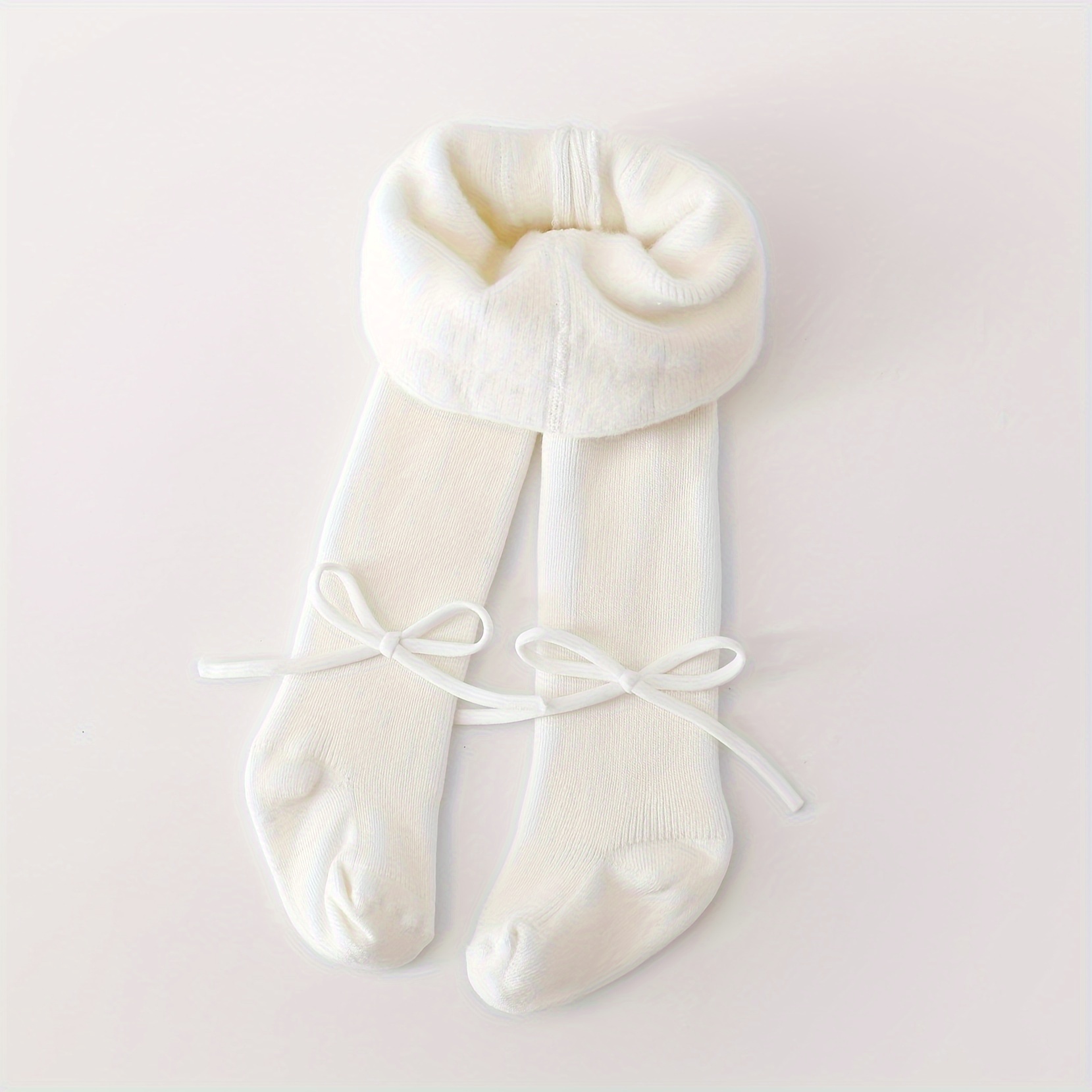 Image of 1pc Children's Tights Thin Fleece Bow Autumn Baby Leggings Infant Warm Thick Footed Tights Girls'