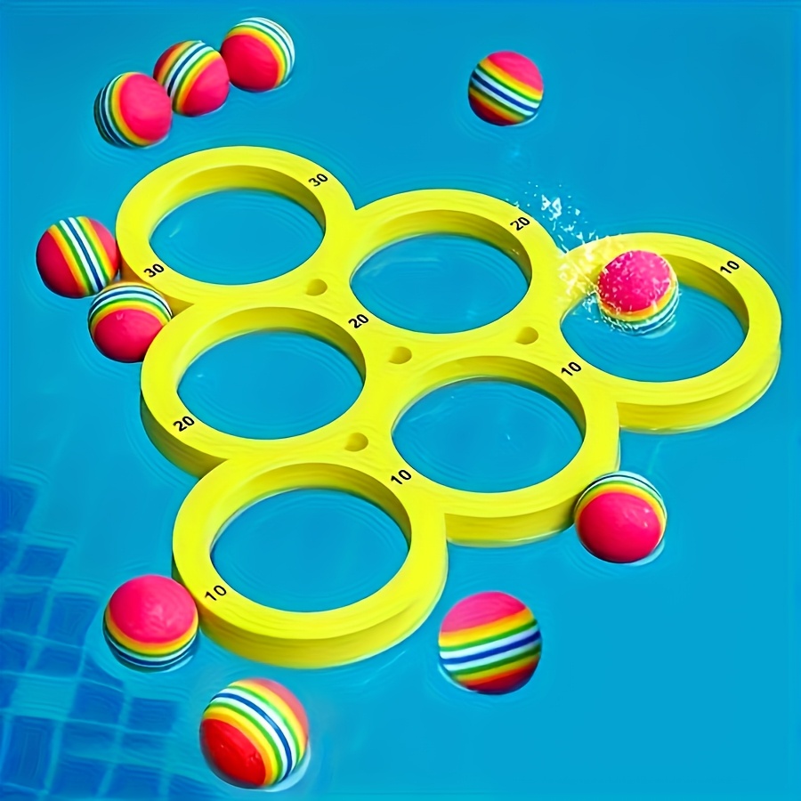 One Set of 11pcs Swimming Pool Throwing Game Kit. It Is a Floating Pool Toy for Water Sports During Family Gatherings.
