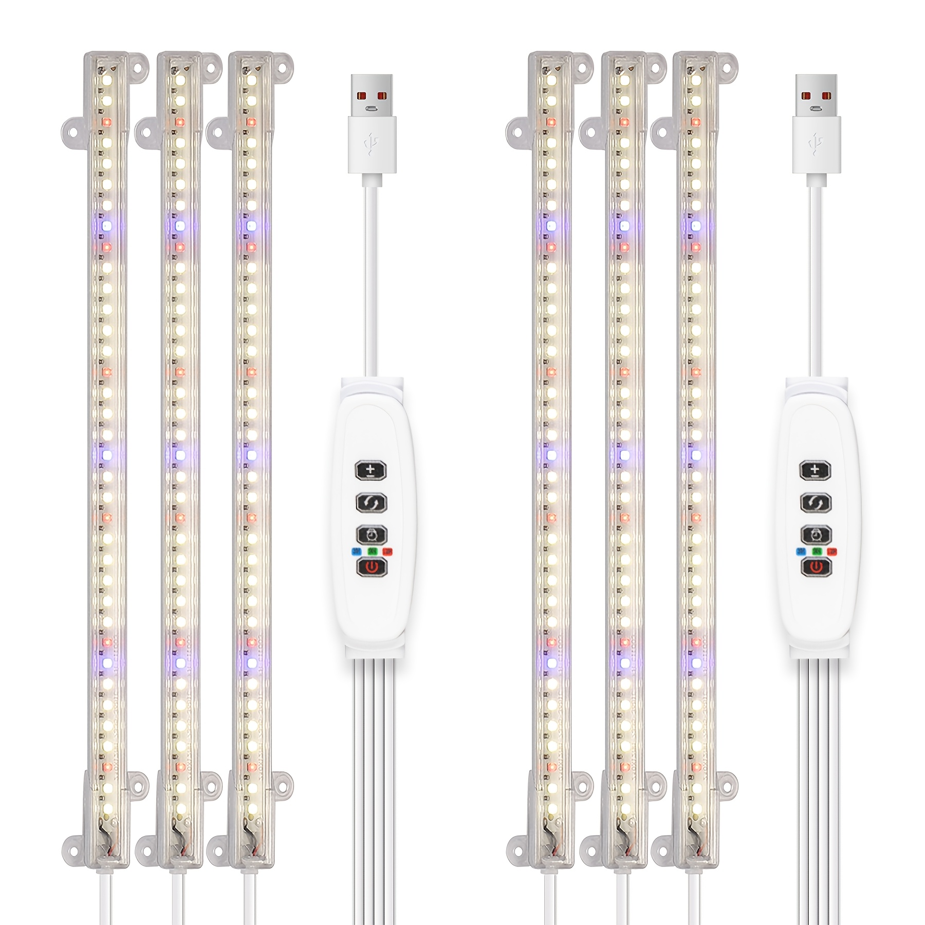 Image of 2-pack Led Grow Light Strips For Indoor Plants, Plant Growing Lamps, 3-bar Usb Grow Lights With Timer & Dimmable For Succulents, Hydroponics, Veg, Flowers