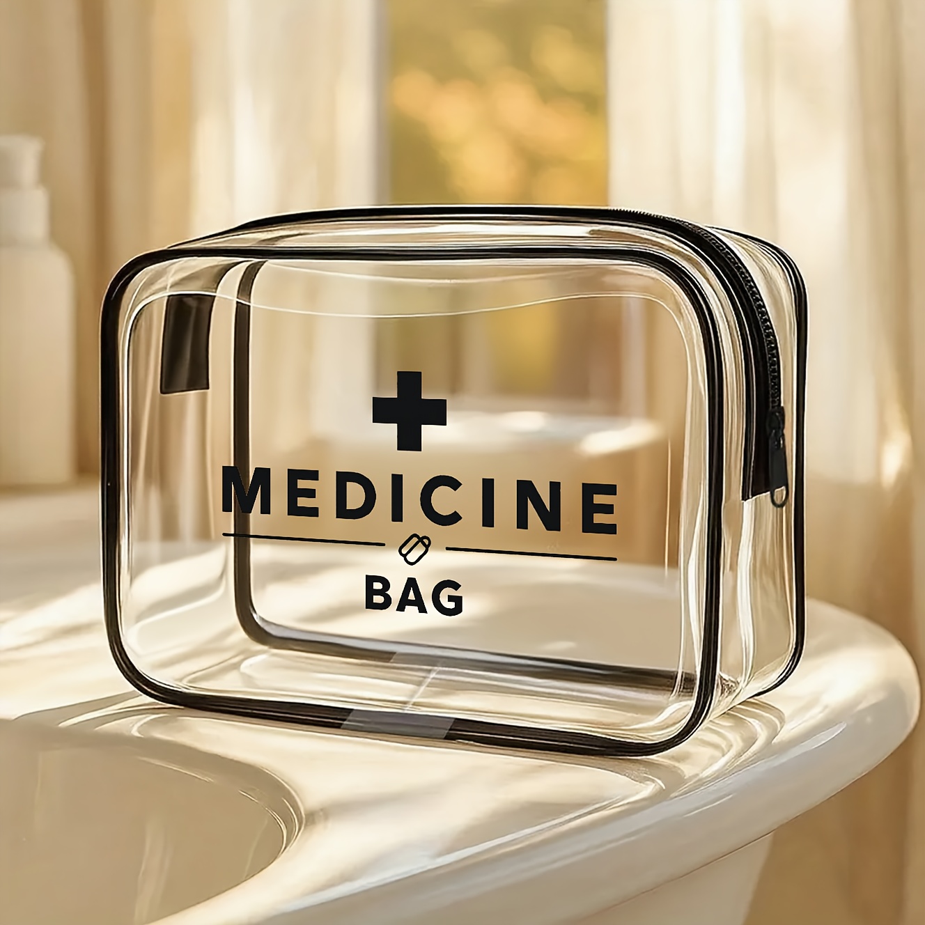 Image of Zippered Makeup Bag - High- Toiletry Organizer, Lightweight For Women And Girls, Gift For And - Portable And Easy-to-clean Cosmetic Organizer | Transparent Material - Toiletry Pouch
