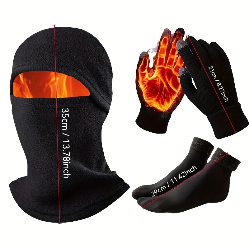 3pcs Set Touchscreen Gloves, Windproof Socks & Ear Protection Mask