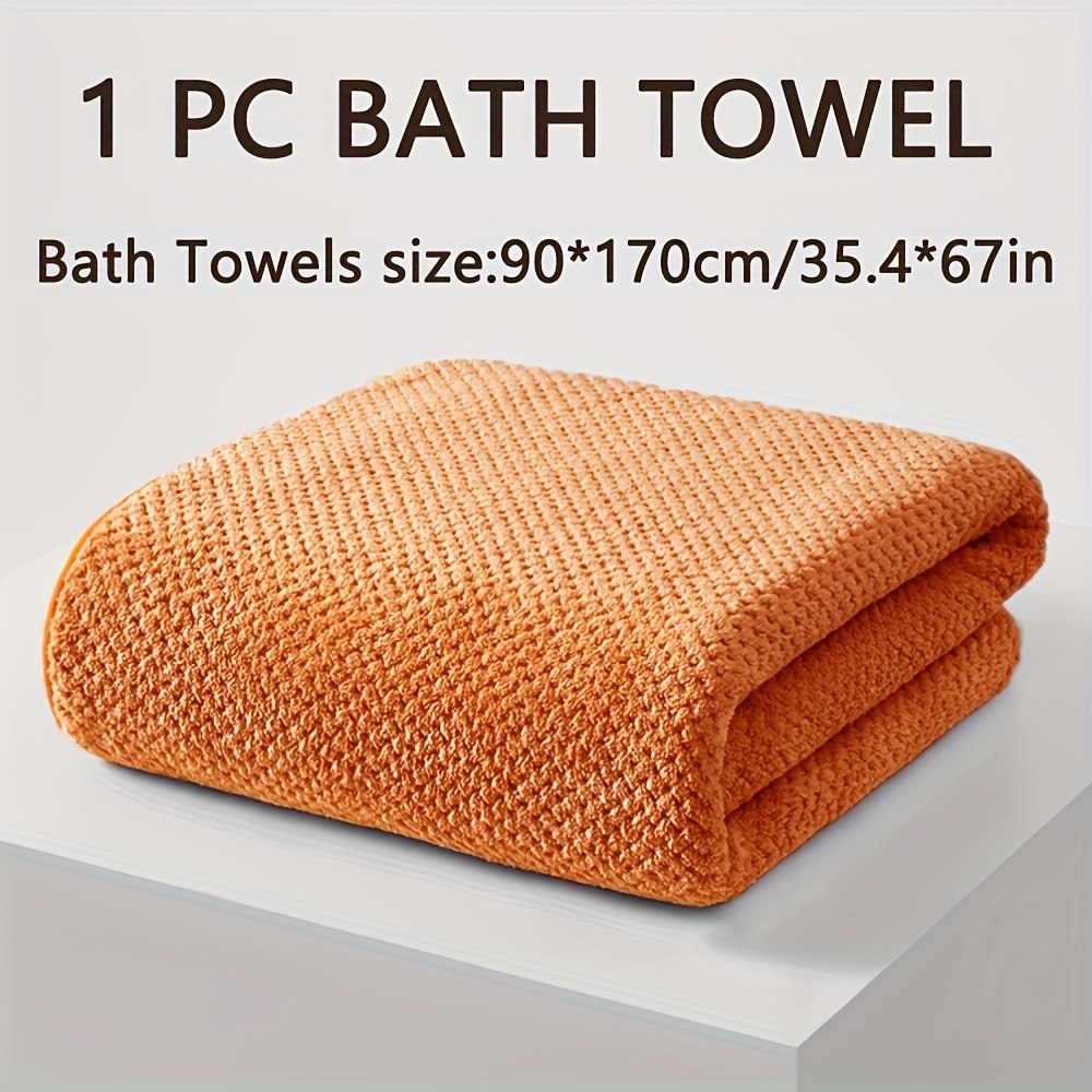 TEMU 1pc Oversized Bath Towel 35.4x67 Inch (90x170cm) - Pineapple Lattice Pattern Microfiber, High Absorbency & , Contemporary Design For Bathroom,