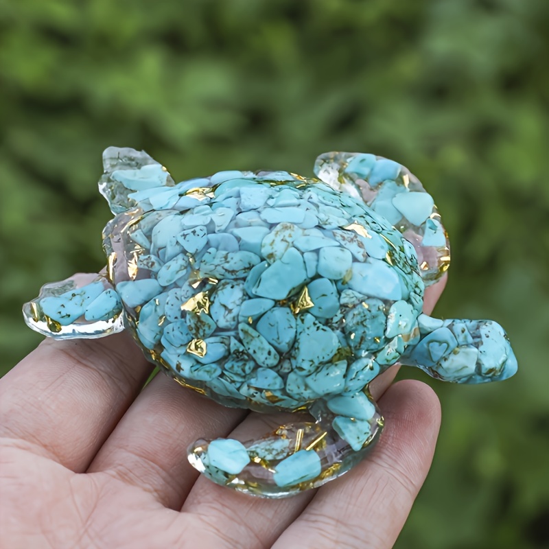 Image of 1pc Crystal Resin Sea Turtle, Fish Tank Decoration, Pocket Gift, Crystal Gift, Home Decoration, Mineral Specimen, Loose Stone, Stone, Animal Statue, Crystal Statue